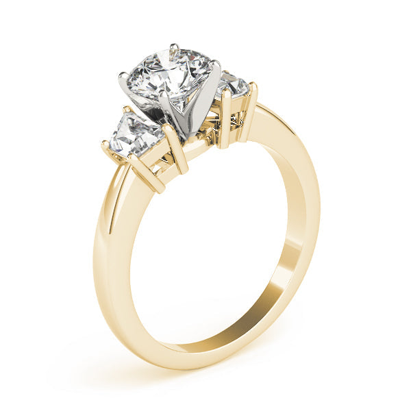 0.50-5.00ct Round Diamond Trilogy Ring with Trapezoid Side Stones in 10K/14K gold and platinum with certified lab-grown or natural diamonds