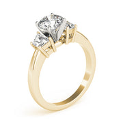 0.50-5.00ct Round Diamond Trilogy Ring with Trapezoid Side Stones in 10K/14K gold and platinum with certified lab-grown or natural diamonds