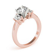 0.50-5.00ct Round Diamond Trilogy Ring with Trapezoid Side Stones in 10K/14K gold and platinum with certified lab-grown or natural diamonds