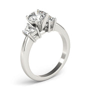 0.50-5.00ct Round Diamond Trilogy Ring with Trapezoid Side Stones in 10K/14K gold and platinum with certified lab-grown or natural diamonds