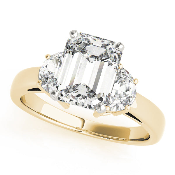 0.50-5.00ct Emerald Diamond Trilogy Ring in 10K/14K gold and platinum with certified lab-grown or natural diamonds