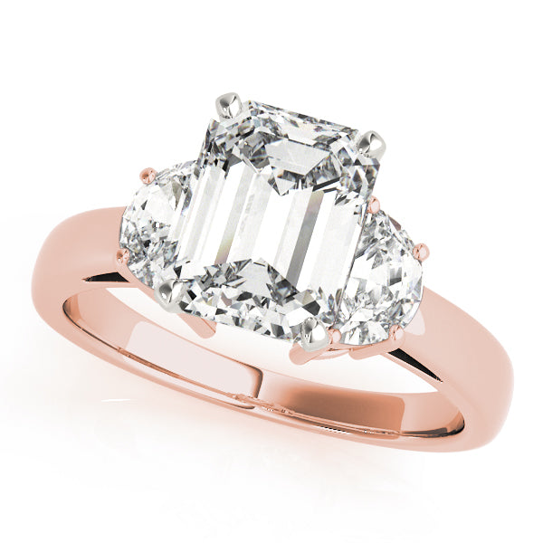 0.50-5.00ct Emerald Diamond Trilogy Ring in 10K/14K gold and platinum with certified lab-grown or natural diamonds