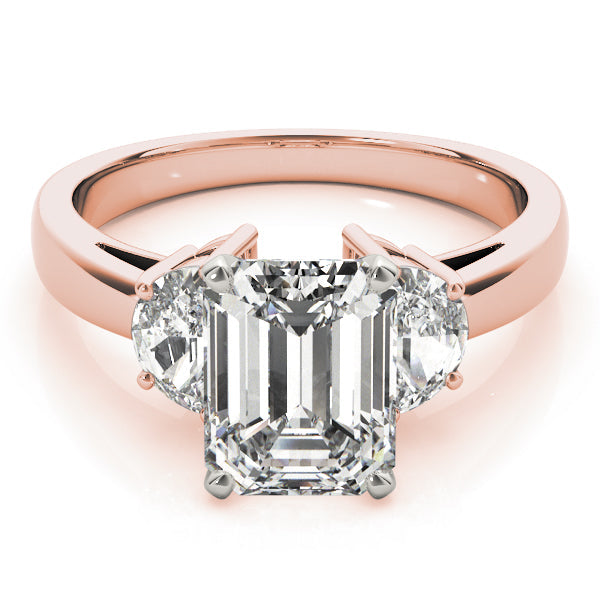 0.50-5.00ct Emerald Diamond Trilogy Ring in 10K/14K gold and platinum with certified lab-grown or natural diamonds