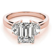0.50-5.00ct Emerald Diamond Trilogy Ring in 10K/14K gold and platinum with certified lab-grown or natural diamonds