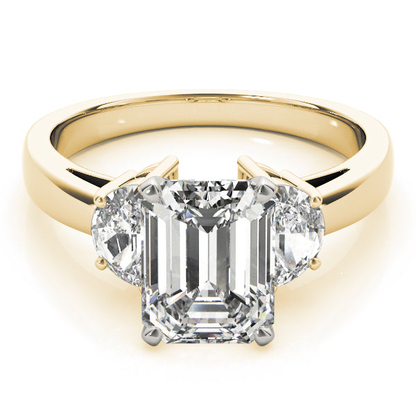 0.50-5.00ct Emerald Diamond Trilogy Ring in 10K/14K gold and platinum with certified lab-grown or natural diamonds