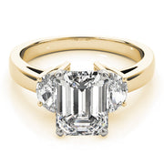 0.50-5.00ct Emerald Diamond Trilogy Ring in 10K/14K gold and platinum with certified lab-grown or natural diamonds