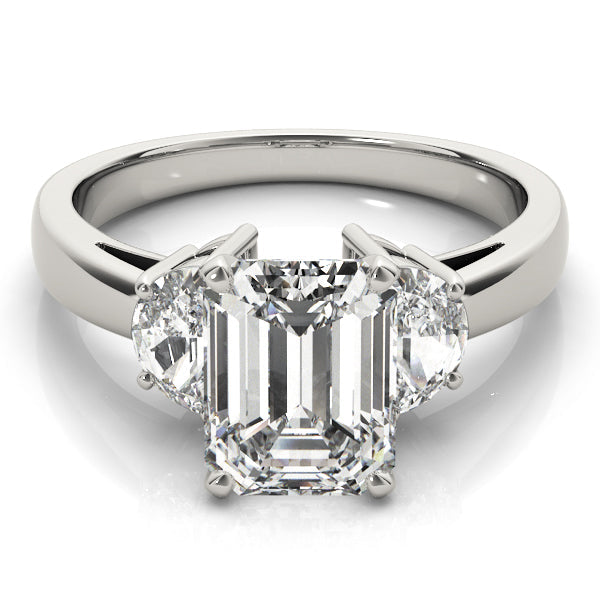 0.50-5.00ct Emerald Diamond Trilogy Ring in 10K/14K gold and platinum with certified lab-grown or natural diamonds