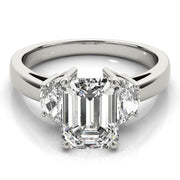 0.50-5.00ct Emerald Diamond Trilogy Ring in 10K/14K gold and platinum with certified lab-grown or natural diamonds