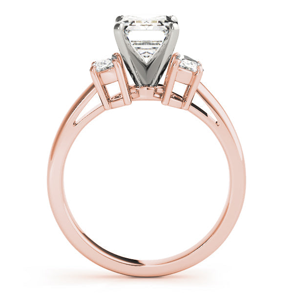 0.50-5.00ct Emerald Diamond Trilogy Ring in 10K/14K gold and platinum with certified lab-grown or natural diamonds