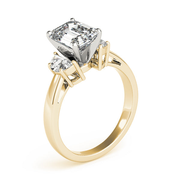 0.50-5.00ct Emerald Diamond Trilogy Ring in 10K/14K gold and platinum with certified lab-grown or natural diamonds