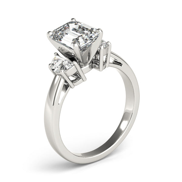 0.50-5.00ct Emerald Diamond Trilogy Ring in 10K/14K gold and platinum with certified lab-grown or natural diamonds