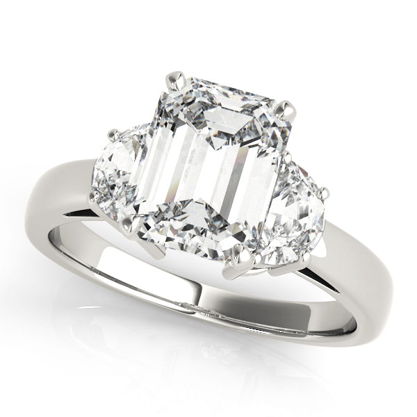 0.50-5.00ct Emerald Diamond Trilogy Ring in 10K/14K gold and platinum with certified lab-grown or natural diamonds