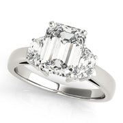0.50-5.00ct Emerald Diamond Trilogy Ring in 10K/14K gold and platinum with certified lab-grown or natural diamonds