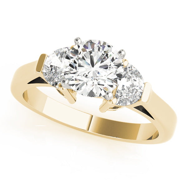 0.50-5.00ct Round Diamond Trapezoid Trilogy Ring in 10K/14K gold and platinum with certified lab-grown or natural diamonds