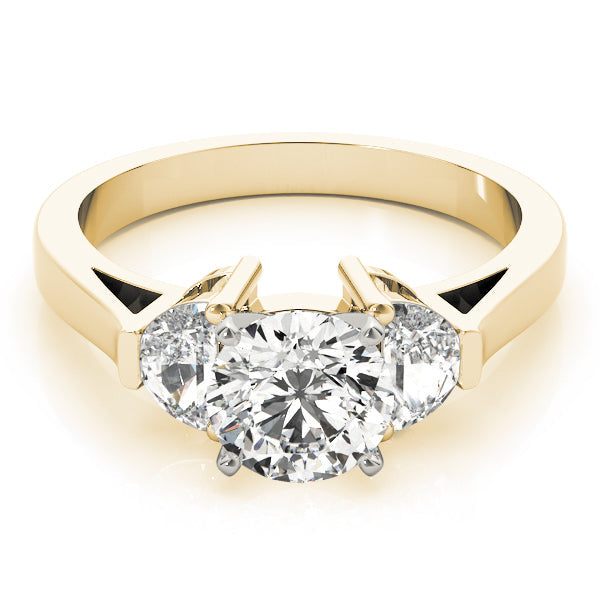 0.50-5.00ct Round Diamond Trapezoid Trilogy Ring in 10K/14K gold and platinum with certified lab-grown or natural diamonds