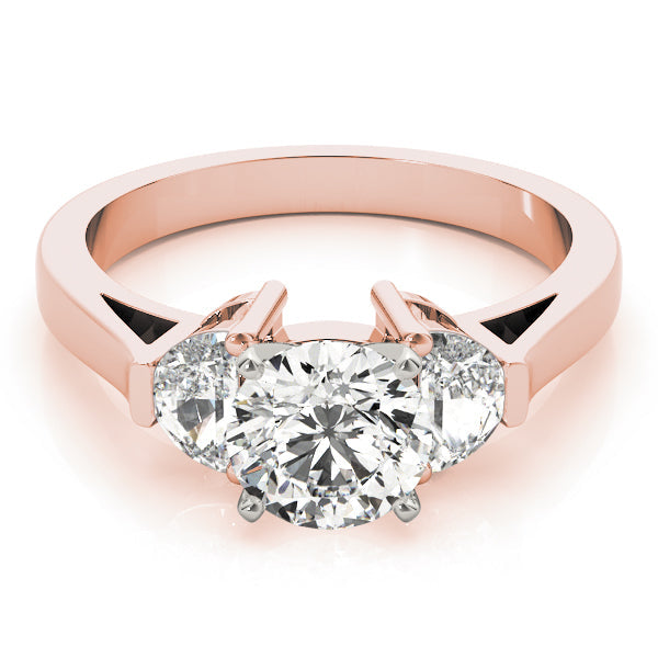 0.50-5.00ct Round Diamond Trapezoid Trilogy Ring in 10K/14K gold and platinum with certified lab-grown or natural diamonds