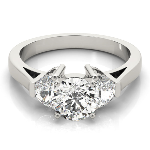 0.50-5.00ct Round Diamond Trapezoid Trilogy Ring in 10K/14K gold and platinum with certified lab-grown or natural diamonds