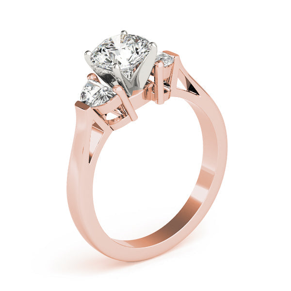 0.50-5.00ct Round Diamond Trapezoid Trilogy Ring in 10K/14K gold and platinum with certified lab-grown or natural diamonds