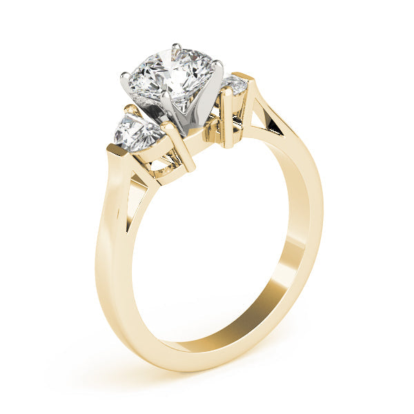 0.50-5.00ct Round Diamond Trapezoid Trilogy Ring in 10K/14K gold and platinum with certified lab-grown or natural diamonds