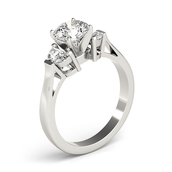 0.50-5.00ct Round Diamond Trapezoid Trilogy Ring in 10K/14K gold and platinum with certified lab-grown or natural diamonds