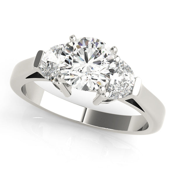 0.50-5.00ct Round Diamond Trapezoid Trilogy Ring in 10K/14K gold and platinum with certified lab-grown or natural diamonds