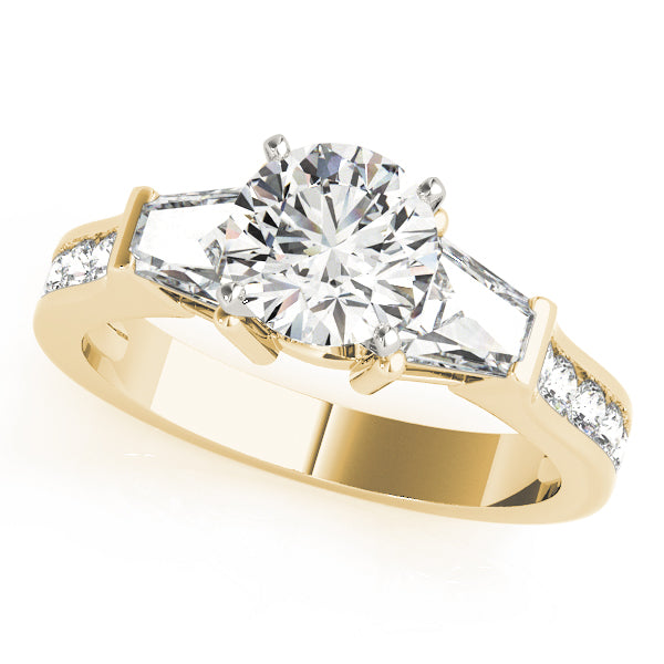 Artisan Fancy Shape Baguette Remounts Round Diamond Engagement Ring in 10K/14K gold and platinum with certified lab-grown or natural diamonds