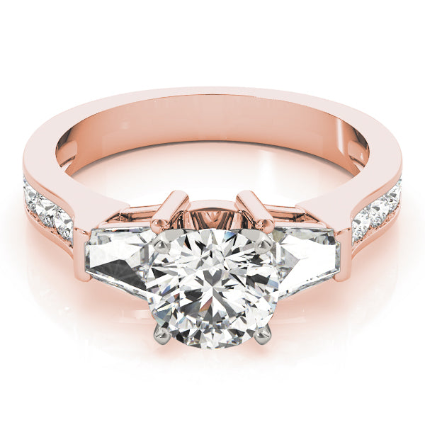 Artisan Fancy Shape Baguette Remounts Round Diamond Engagement Ring in 10K/14K gold and platinum with certified lab-grown or natural diamonds