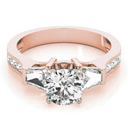 Artisan Fancy Shape Baguette Remounts Round Diamond Engagement Ring in 10K/14K gold and platinum with certified lab-grown or natural diamonds