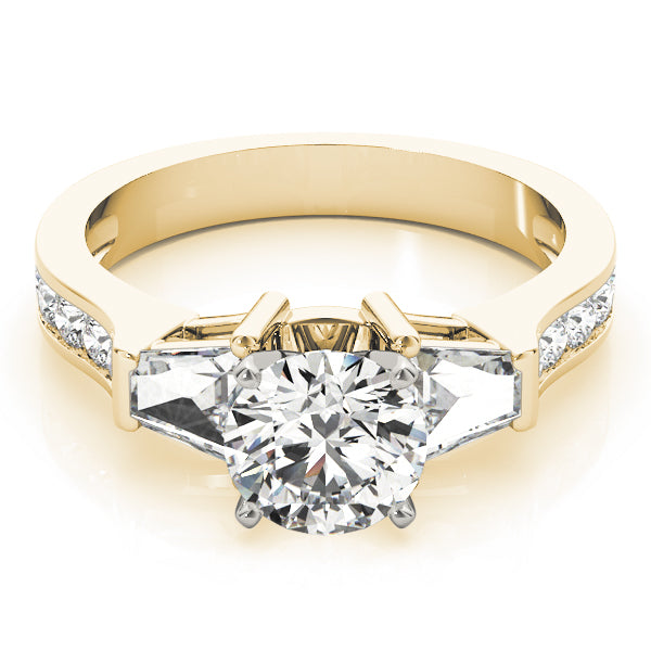Artisan Fancy Shape Baguette Remounts Round Diamond Engagement Ring in 10K/14K gold and platinum with certified lab-grown or natural diamonds