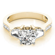 Artisan Fancy Shape Baguette Remounts Round Diamond Engagement Ring in 10K/14K gold and platinum with certified lab-grown or natural diamonds
