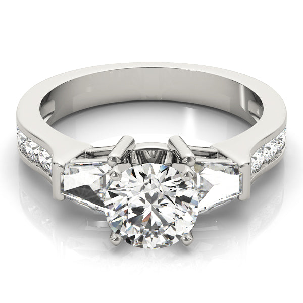 Artisan Fancy Shape Baguette Remounts Round Diamond Engagement Ring in 10K/14K gold and platinum with certified lab-grown or natural diamonds