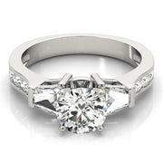 Artisan Fancy Shape Baguette Remounts Round Diamond Engagement Ring in 10K/14K gold and platinum with certified lab-grown or natural diamonds