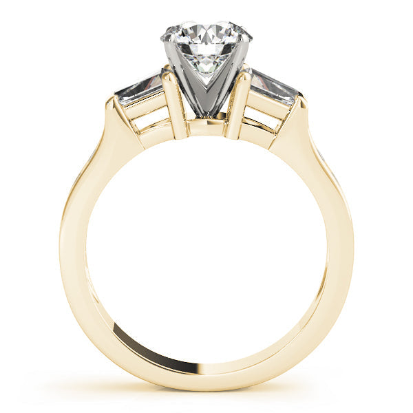 Artisan Fancy Shape Baguette Remounts Round Diamond Engagement Ring in 10K/14K gold and platinum with certified lab-grown or natural diamonds