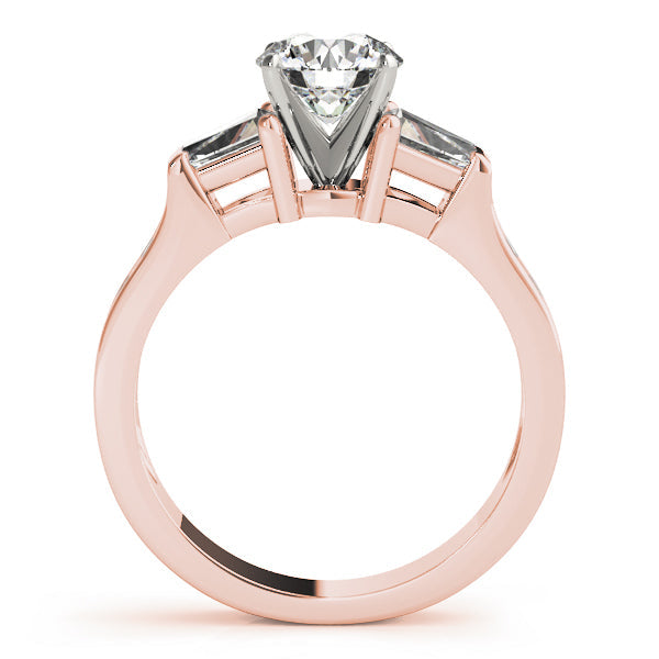 Artisan Fancy Shape Baguette Remounts Round Diamond Engagement Ring in 10K/14K gold and platinum with certified lab-grown or natural diamonds