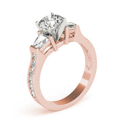 Artisan Fancy Shape Baguette Remounts Round Diamond Engagement Ring in 10K/14K gold and platinum with certified lab-grown or natural diamonds