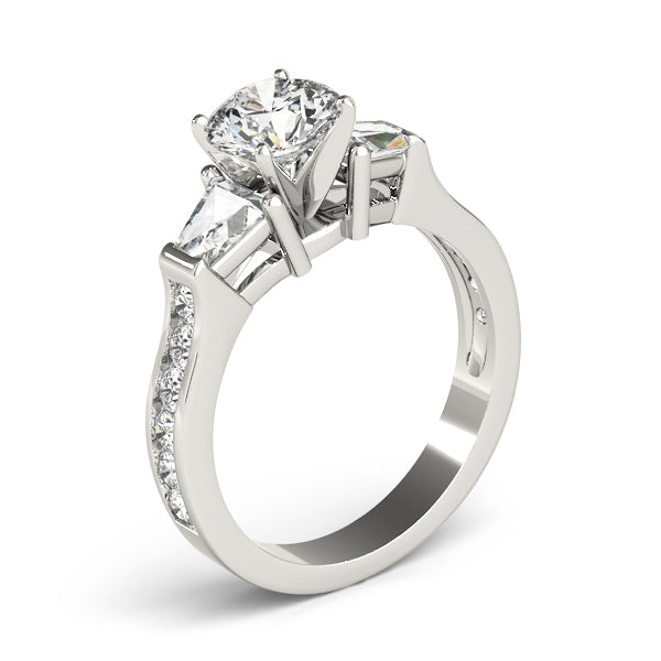 Artisan Fancy Shape Baguette Remounts Round Diamond Engagement Ring in 10K/14K gold and platinum with certified lab-grown or natural diamonds