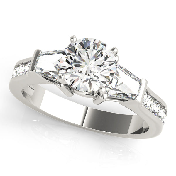 Artisan Fancy Shape Baguette Remounts Round Diamond Engagement Ring in 10K/14K gold and platinum with certified lab-grown or natural diamonds