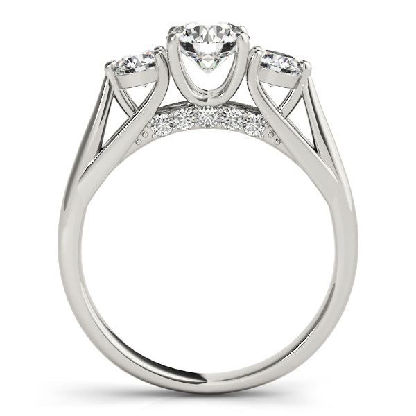 Round Three Stone Diamond Ring with Hidden Halo in 10K/14K gold and platinum with certified lab-grown or natural diamonds
