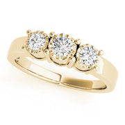 Radiant Three-Stone Round Diamond Engagement Ring in 10K/14K gold and platinum with certified lab-grown or natural diamonds