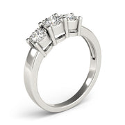 Radiant Three-Stone Round Diamond Engagement Ring in 10K/14K gold and platinum with certified lab-grown or natural diamonds