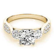 Elegant Round Diamond Three Stone Ring in 10K/14K gold and platinum with certified lab-grown or natural diamonds
