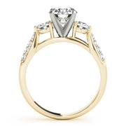 Elegant Round Diamond Three Stone Ring in 10K/14K gold and platinum with certified lab-grown or natural diamonds