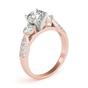 Elegant Round Diamond Three Stone Ring in 10K/14K gold and platinum with certified lab-grown or natural diamonds