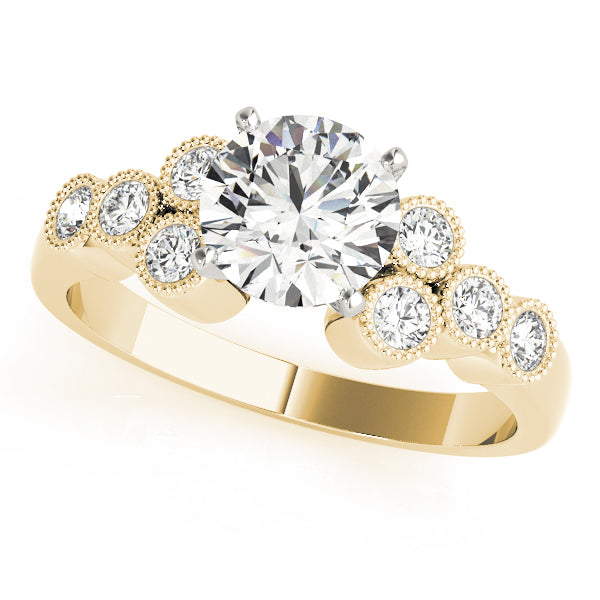 Celestial Cluster Sides Round Diamond Engagement Ring in 10K/14K gold and platinum with certified lab-grown or natural diamonds