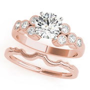Celestial Cluster Sides Round Diamond Engagement Ring in 10K/14K gold and platinum with certified lab-grown or natural diamonds