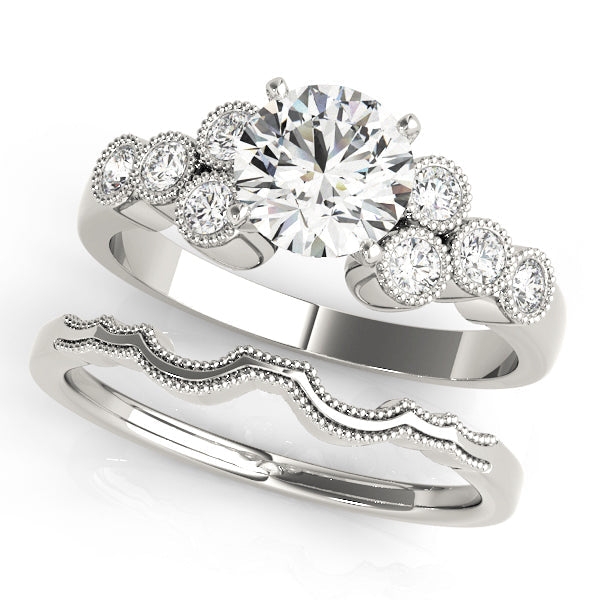 Celestial Cluster Sides Round Diamond Engagement Ring in 10K/14K gold and platinum with certified lab-grown or natural diamonds