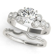 Celestial Cluster Sides Round Diamond Engagement Ring in 10K/14K gold and platinum with certified lab-grown or natural diamonds