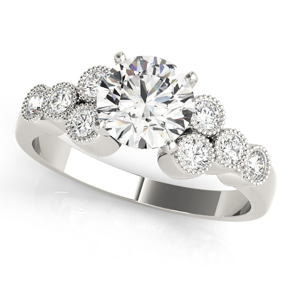 Celestial Cluster Sides Round Diamond Engagement Ring in 10K/14K gold and platinum with certified lab-grown or natural diamonds