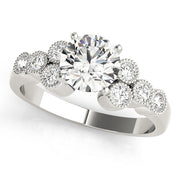 Celestial Cluster Sides Round Diamond Engagement Ring in 10K/14K gold and platinum with certified lab-grown or natural diamonds