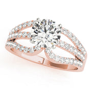 Crowned Multi-Row Round Diamond Engagement Ring in 10K/14K gold and platinum with certified lab-grown or natural diamonds